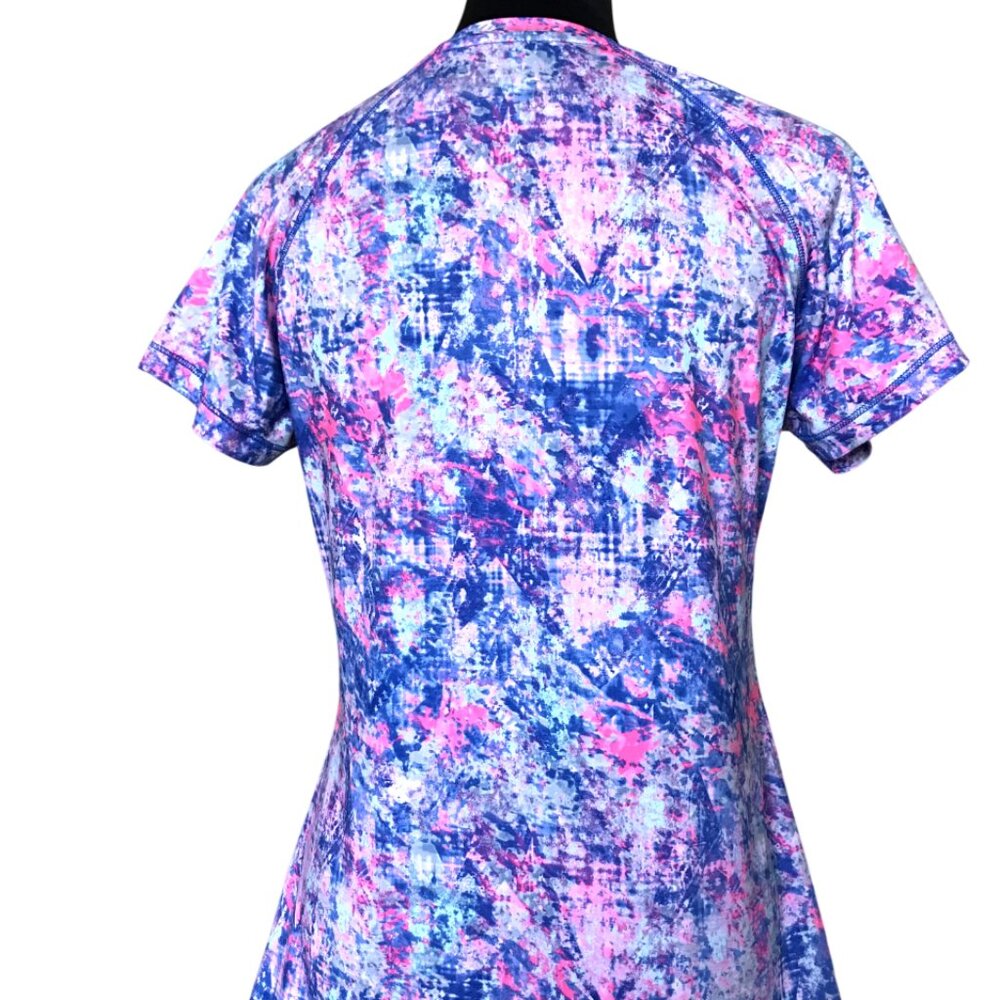RBX Performance Short-Sleeved Athletic Top, Summery Blue Pink Print, Size M - Picture 10 of 10